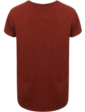 St Abran Longline Cotton T-Shirt with Rips in Topper Red - Saint & Sinner