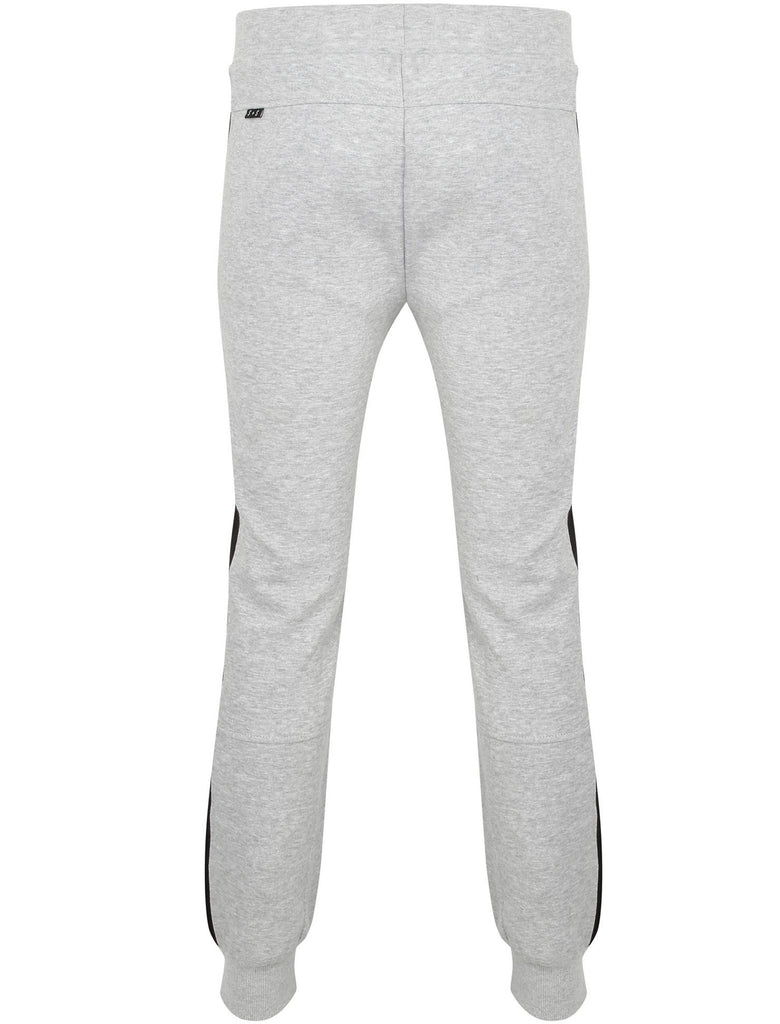 St Morris Racer Stripe Cuffed Joggers in Light Grey Marl