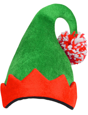 Christmas Novelty Plush ‘Elf Hat’ with Wool Pom Pom Ball - Season’s Greetings