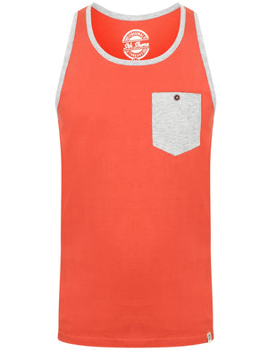 Arnie Cotton Vest Top with Chest Pocket In Garnet Rose - South Shore