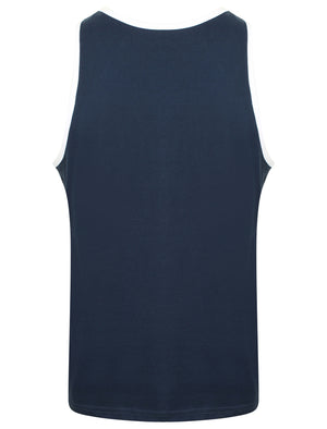 Arnie Cotton Vest Top with Chest Pocket In Insignia Blue - South Shore