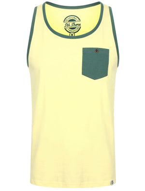 Arnie Cotton Vest Top with Chest Pocket In Pale Yellow - South Shore