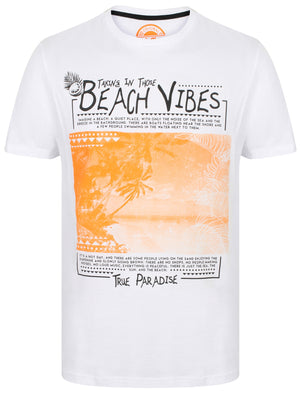 Beach Vibes Motif Cotton T-Shirt In Optic White - South Shore