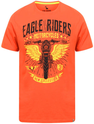 Eagle Riders Motif Cotton T-Shirt In Paprika - South Shore