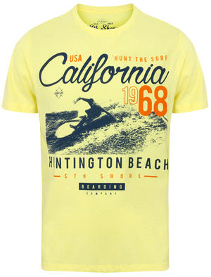 Hunt The Surf Motif Cotton T-Shirt In Buttermilk - South Shore