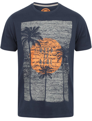 Keep It Real Motif T-Shirt In Mood Indigo - South Shore