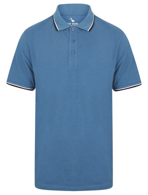 Osten Basic Cotton Pique Polo Shirt With Tipping in Federal Blue - South Shore