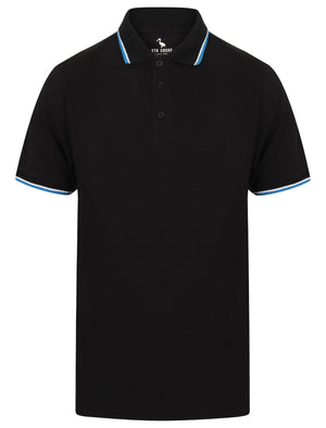 Osten Basic Cotton Pique Polo Shirt With Tipping in Jet Black - South Shore