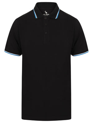 Kayan Basic Cotton Pique Polo Shirt With Tipping in Jet Black - South Shore