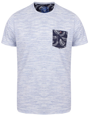 Outer Space Dye T-Shirt with Palm Printed Chest Pocket In Sky Blue - South Shore