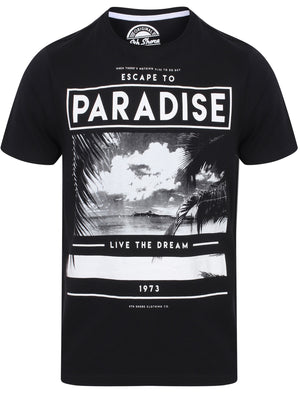 Paradise Motif Cotton T-Shirt In Jet Black - South Shore