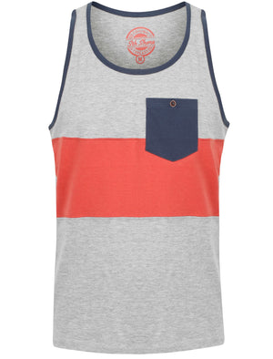 Tide Colour Block Cotton Vest Top with Pocket In Light Grey Marl - South Shore