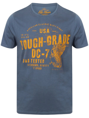 Tough Grade Motif T-Shirt in Worn Denim - South Shore