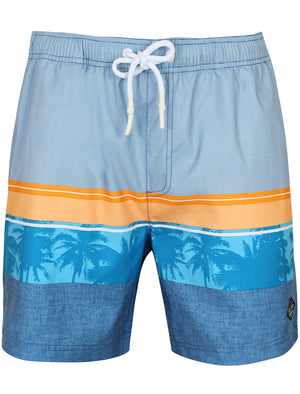 Bigham Contrast Print Swim Shorts in Swedish Blue - South Shore