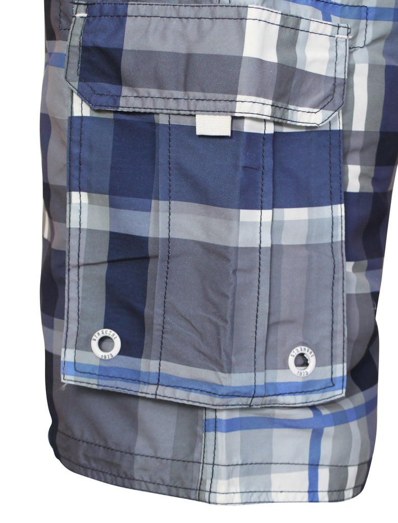Sth Shore Prt Chk Navy/Blue Mens Swim Shorts – Tokyo Laundry