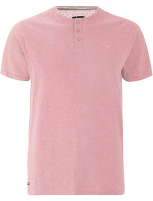 Oliver Cotton Slub Henley T-Shirt in Pink