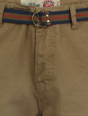 Mens Tokyo Laundry Armel bronze shorts with belt