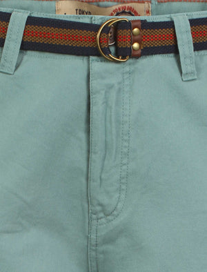 Mens Tokyo Laundry Armel turquoise shorts with belt