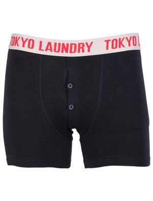 Kennedy (2 Pack) Boxer Shorts Set in Black / Tokyo Red - Tokyo Laundry