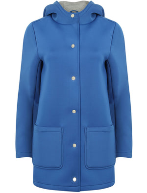 Pontoon Neoprene Hooded Mac Coat In Blue - Tokyo Laundry