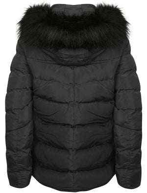 Adley Quilted Jacket with Detachable Fur Trim in Black - Tokyo Laundry