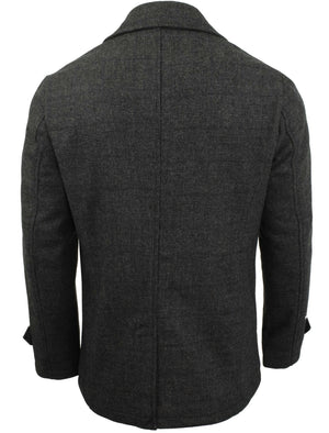 Alaska Double Breasted Wool Blend Peacoat in Grey Check  - Tokyo Laundry