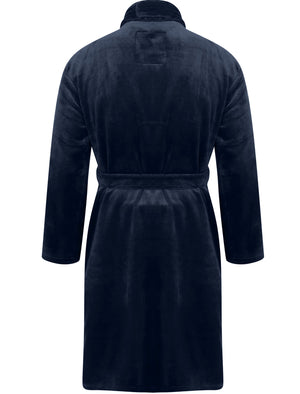 Men's Alps Soft Fleece Dressing Gown with Tie Belt in Blue - Tokyo Laundry
