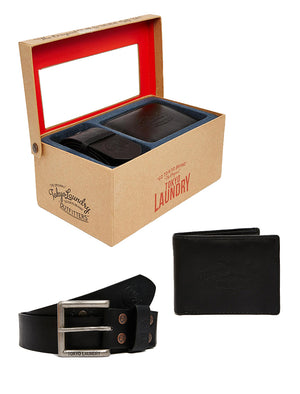 Logan Faux Leather 2pc Belt & Wallet Gift Set in Black - Tokyo Laundry