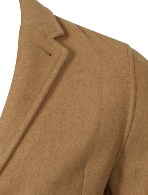 Bezout Button Up Wool Blend Overcoat in Camel - Tokyo Laundry