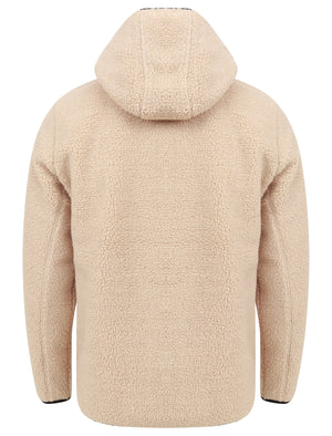 Brewer Teddy Borg Fleece Zip Through Hoody In Natural Taupe - Tokyo Laundry