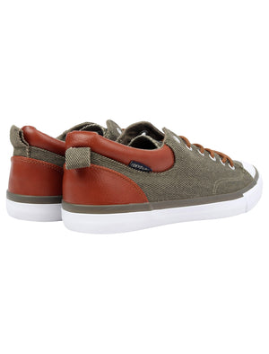 Conspiracy Low Top Lace Up Canvas Trainers in Martini Olive - Tokyo Laundry