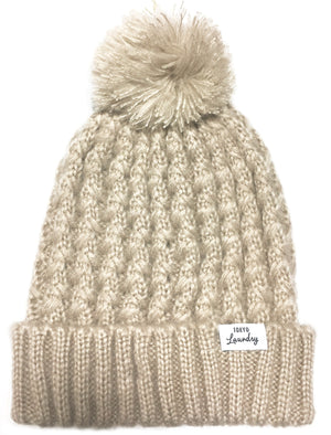 Women's Coops Beanie Cable Knit Bobble Hat in Oatmeal Marl - Tokyo Laundry