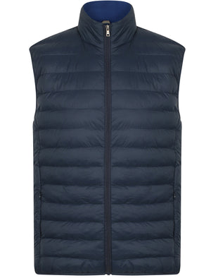 Couloir Quilted Puffer Gilet with Fleece Lined Collar in Midnight Blue - Tokyo Laundry