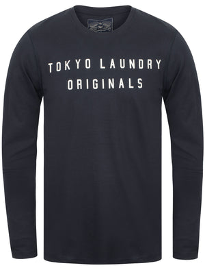 Edison Cotton Jersey Long Sleeve Top In Dark Navy - Tokyo Laundry