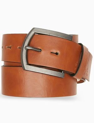 Men's braized logo tanned leather belt - Tokyo Laundry