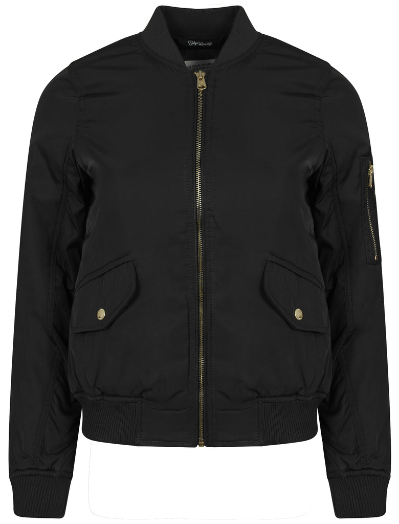 Georgie Zip Up Bomber Jacket in Black Tokyo Laundry