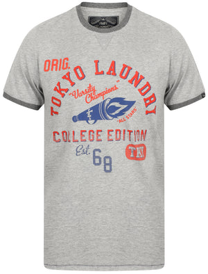 Groove Jam 2 Cotton Ringer T-Shirt In Light Grey Marl - Tokyo Laundry
