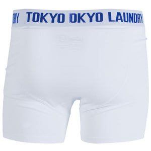Haggerston (2 Pack) Boxer Shorts Set in Optic White / Sapphire - Tokyo Laundry