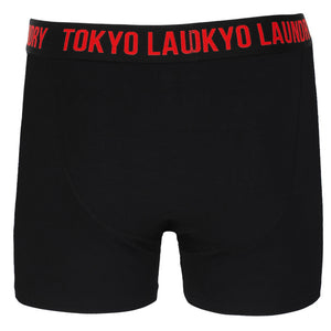 Haggerston (2 Pack) Boxer Shorts Set in Tokyo Red / Black - Tokyo Laundry
