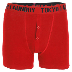 Haggerston (2 Pack) Boxer Shorts Set in Tokyo Red / Black - Tokyo Laundry