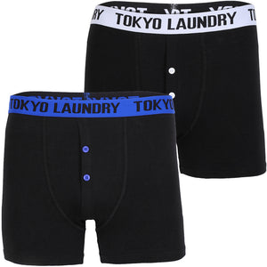 Handley ( 2 Pack ) Boxer Shorts Set in Optic White / Ocean  - Tokyo Laundry