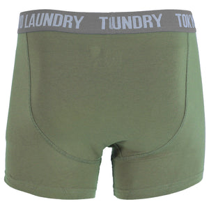 Harleton (2 Pack) Boxer Shorts Set in Olivine Khaki / Grey Marl - Tokyo Laundry