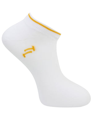 Henslowe (5 Pack) Cotton Rich Trainer Socks in Yellow / Ocean / Red / Black / Purple - Tokyo Laundry