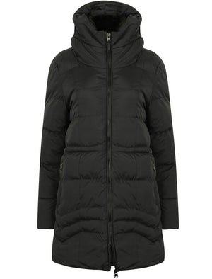 Jamarico Longline Quilted Coat with Expandable Hood in Black - Tokyo Laundry