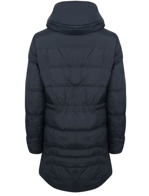 Jamarico Longline Quilted Coat with Expandable Hood in Navy - Tokyo Laundry