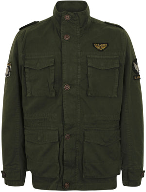 Jenkinson Cotton Military Jacket with Badges in Khaki - Tokyo Laundry