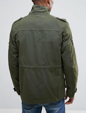 Jenkinson Cotton Military Jacket with Badges in Khaki - Tokyo Laundry
