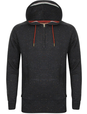 Johny Knitted Wool Blend Multi-Nep Pullover Hoodie In Navy - Tokyo Laundry