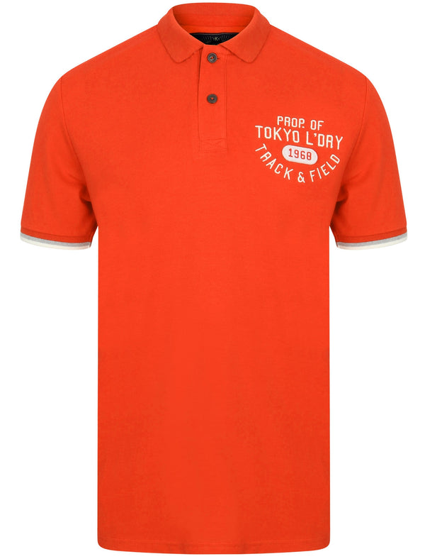 Kaikoura Applique Cotton Pique Polo Shirt in Formula One Red - Tokyo Laundry