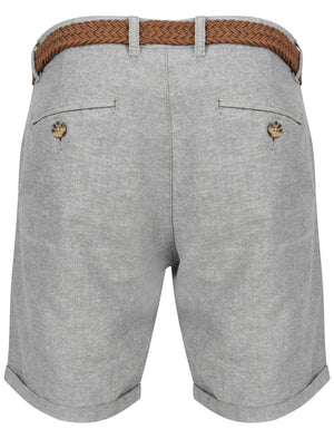 Kari Cotton Chino Shorts with Woven Belt in Grey - Tokyo Laundry